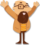 Bearded Man with Hands in the Air