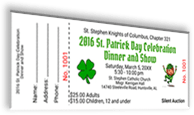 St. Stephen Knights of Columbus, Chapter 321 - 2016 St. Patrick's Day Celebration Dinner and Show - Sample Ticket