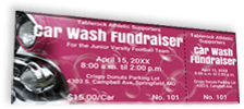 Car Wash Fundraiser - Maroon Colored Sample Ticket