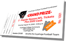 Grand Prize - 2 Regular Season NFL Tickets Plus $500 Cash - Sample Ticket