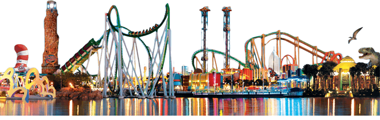 Amusement Park with Roller Coasters and Other Rides