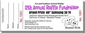 Fur and Feathers Animal Shelter - 12th Annual Raffle Fundraiser - Grand Prize: 60-inch Samsung 3D TV - Sample Ticket