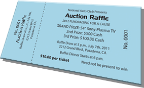 National Auto-Club Presents - Auction Raffle - 2012 Fundraising For a Cause - Grand Prize: 54-inch Sony Plasma TV - Sample Ticket