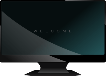 Wide-Screen HDTV Television with 'Welcome' on the Display