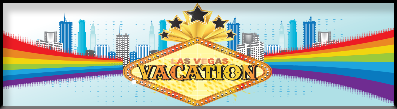 Las Vegas Vacation Sign with Stars, Skyscrapers, and Rainbows - Background Image