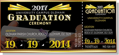 Black and Gold Graduation Ticket