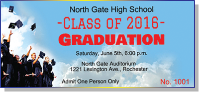 Graduation Tickets with Cap Toss in Gowns