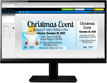 Create christmas-themed tickets with our easy-to-use online ticket editor!