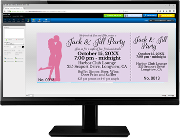 Create jack-jill-themed tickets with our easy-to-use online ticket editor!