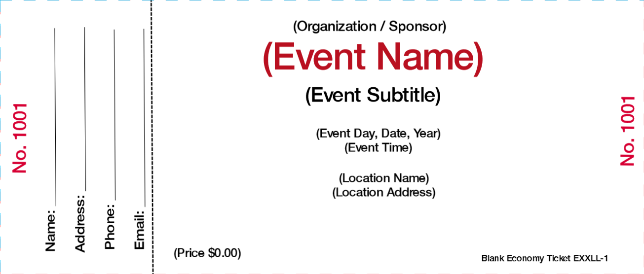 Blank Economy Ticket EXXLL-1